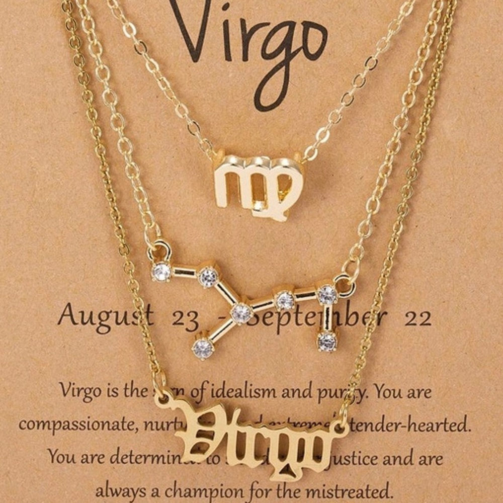 Zodiac Virgo 3 piece Goldtone Pendant necklaces
